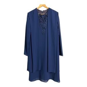 Vintage Scott McClintock Dress Blue Women's 14 Retro Cocktail Mature Formal